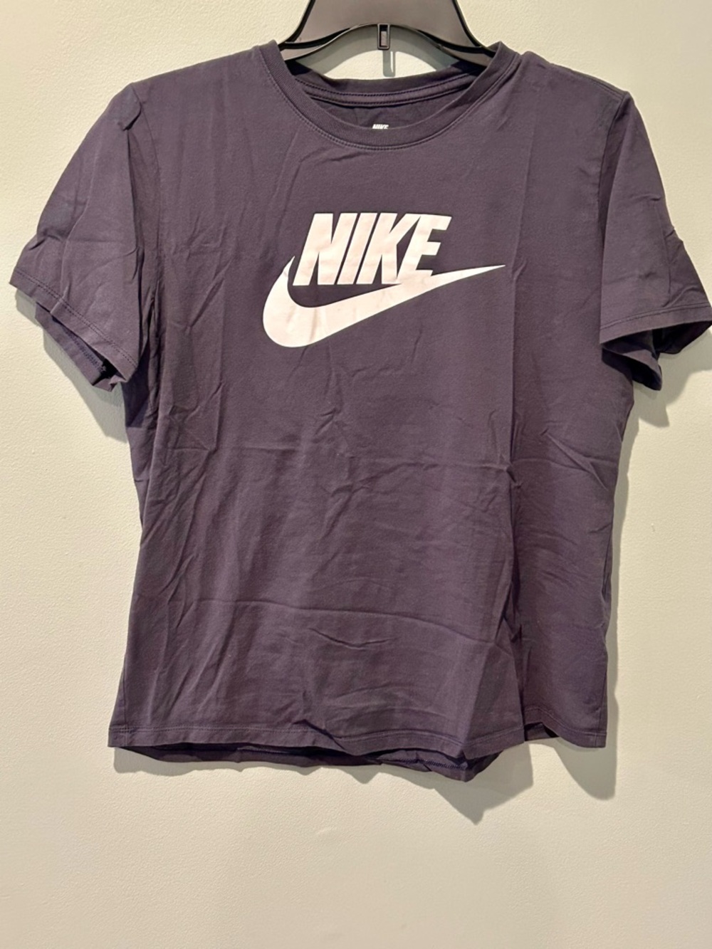 Women's Nike Dark Purple Tee with White Logo Size Medium